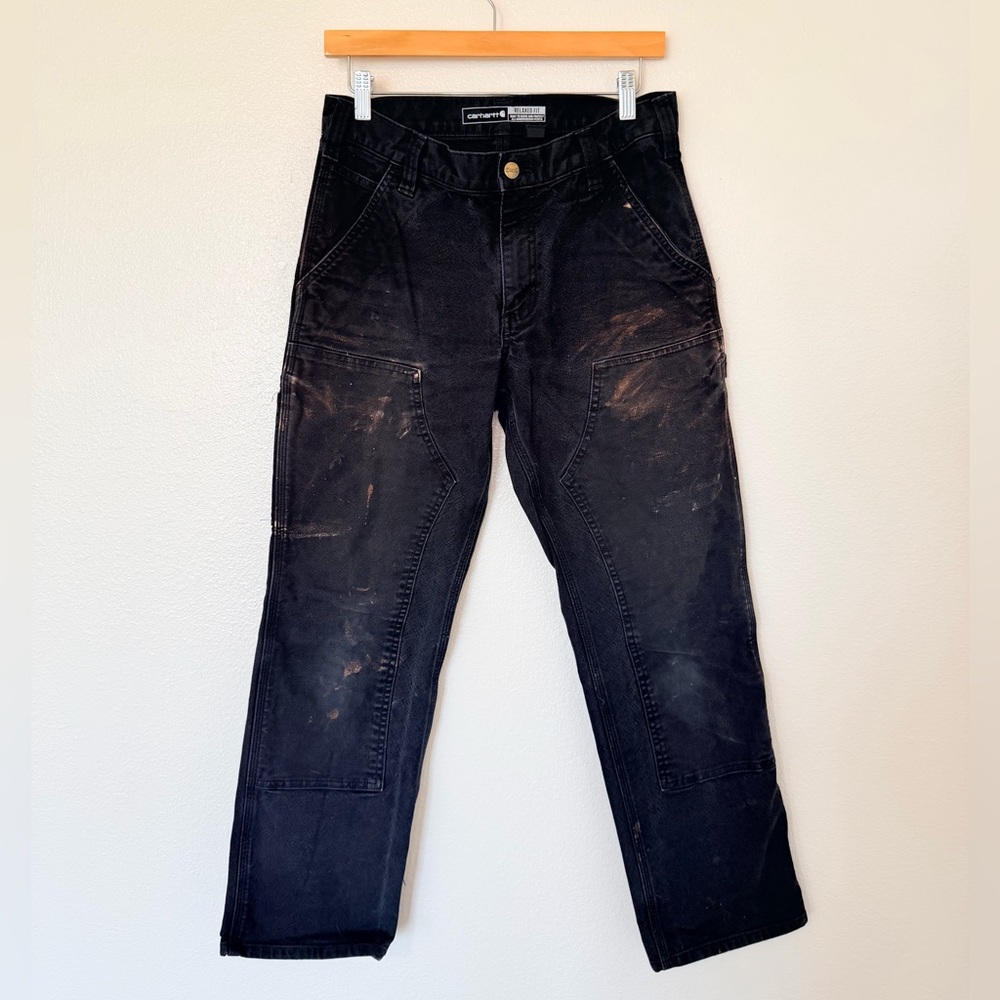 Carhartt bleach distressed Black relaxed fit Pants